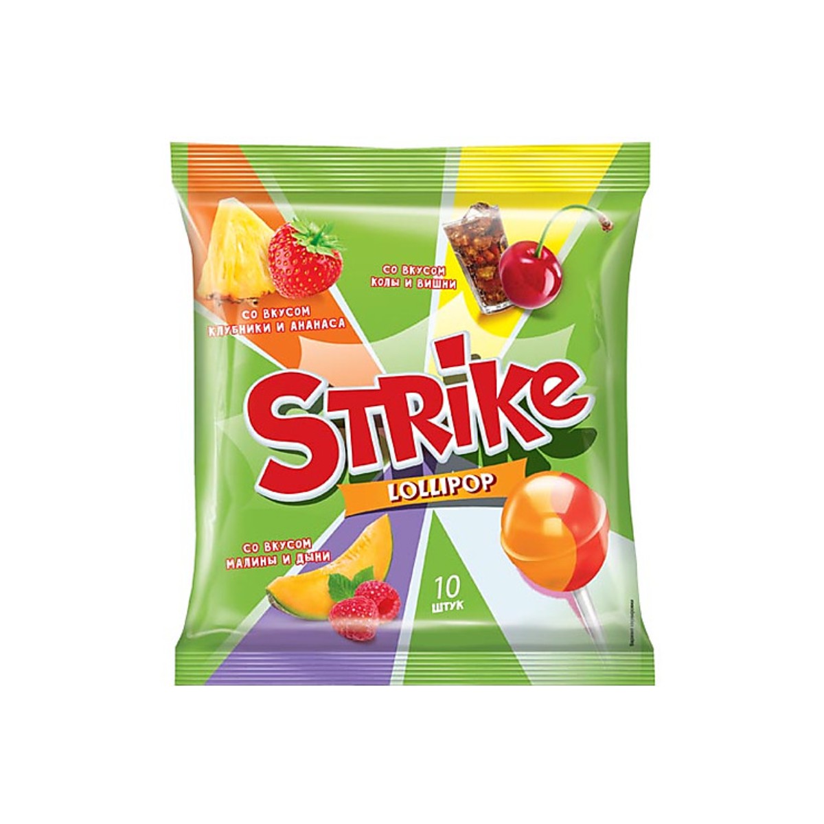 Карамель Strike на палочке с двойными вкусами, 5 шт по 113 г