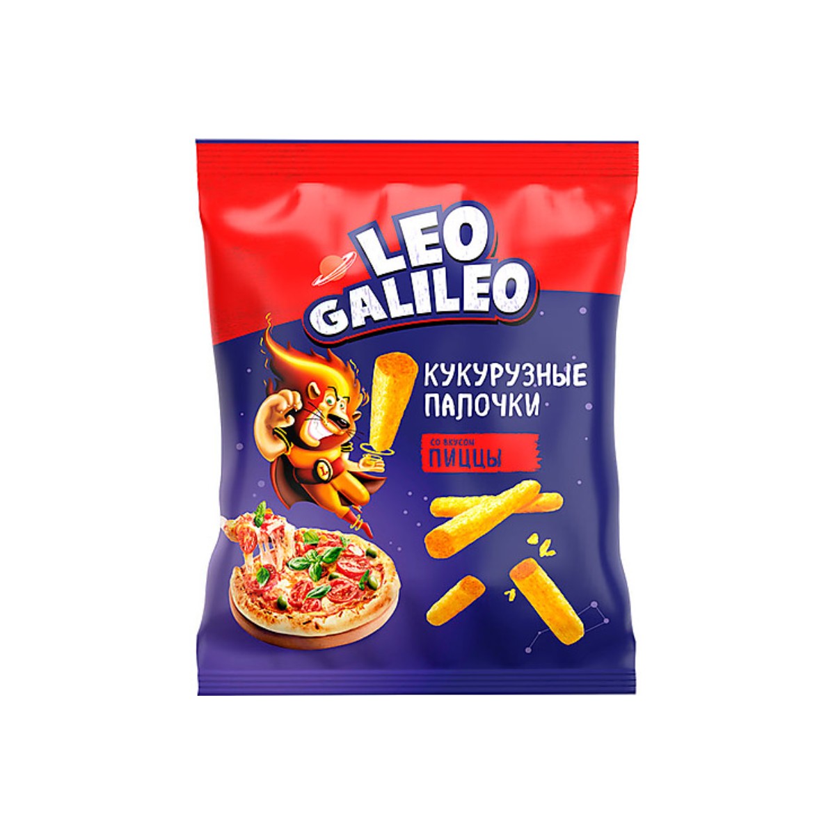 Кукурузные палочки Leo Galileo со вкусом пиццы, 8 шт по 45 г