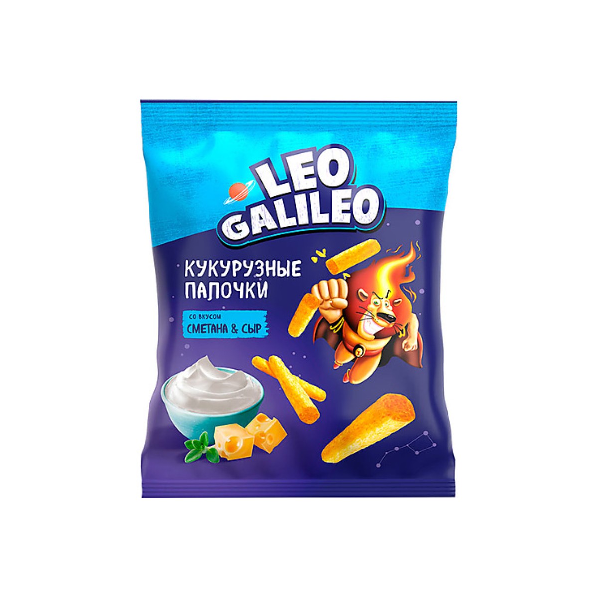 Кукурузные палочки Leo Galileo со вкусом сметана сыр, 8 шт по 45 г