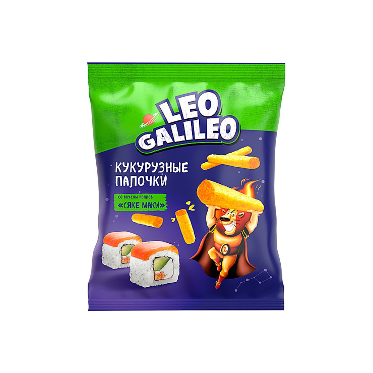 Кукурузные палочки Leo Galileo со вкус роллов сяке маки, 8 шт по 45 гр