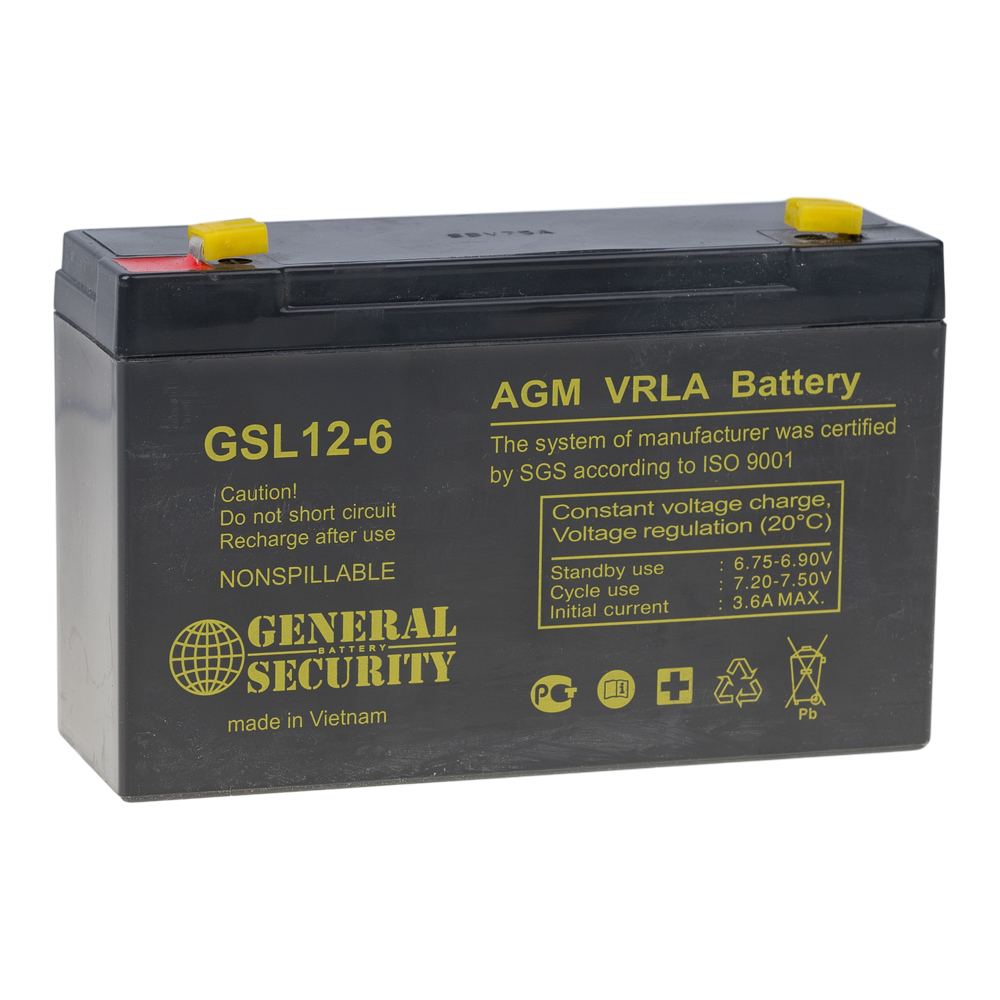 Свинцово-кислотный аккумулятор General Security GSL 12-6 6В 12Ач