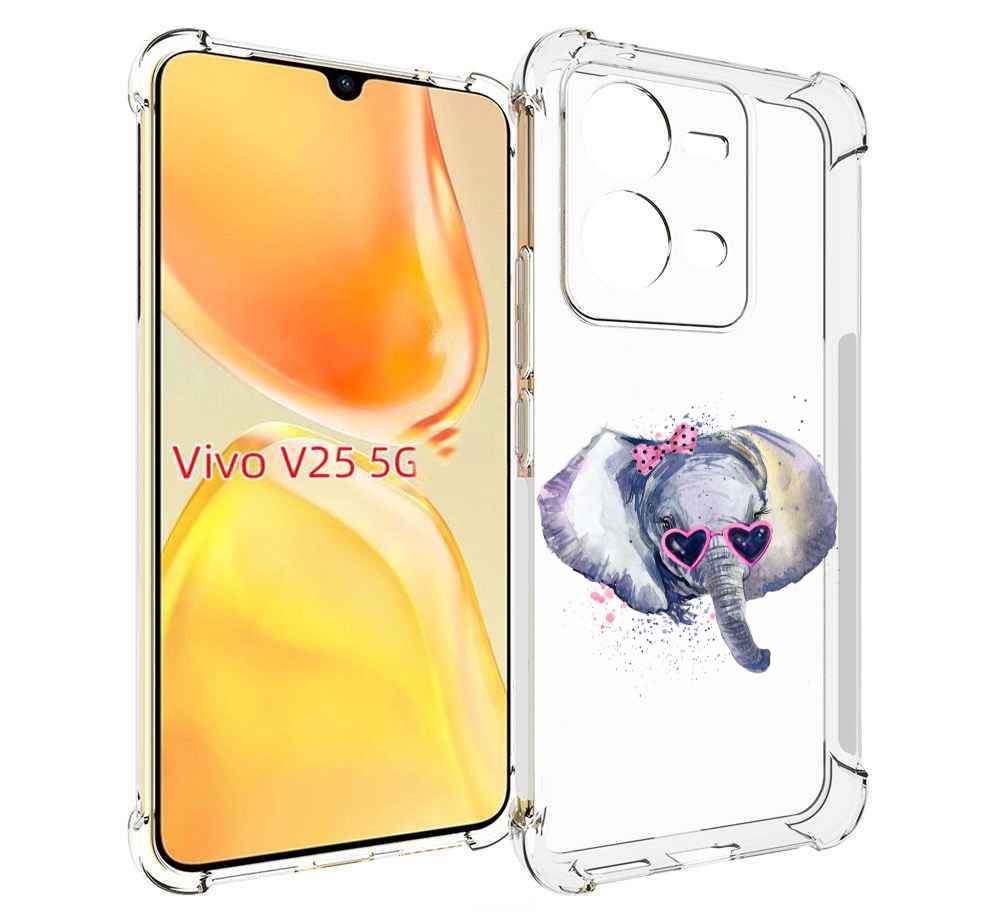 

Чехол MyPads слоник в очках для Vivo V25 5G / V25e, Прозрачный, Tocco