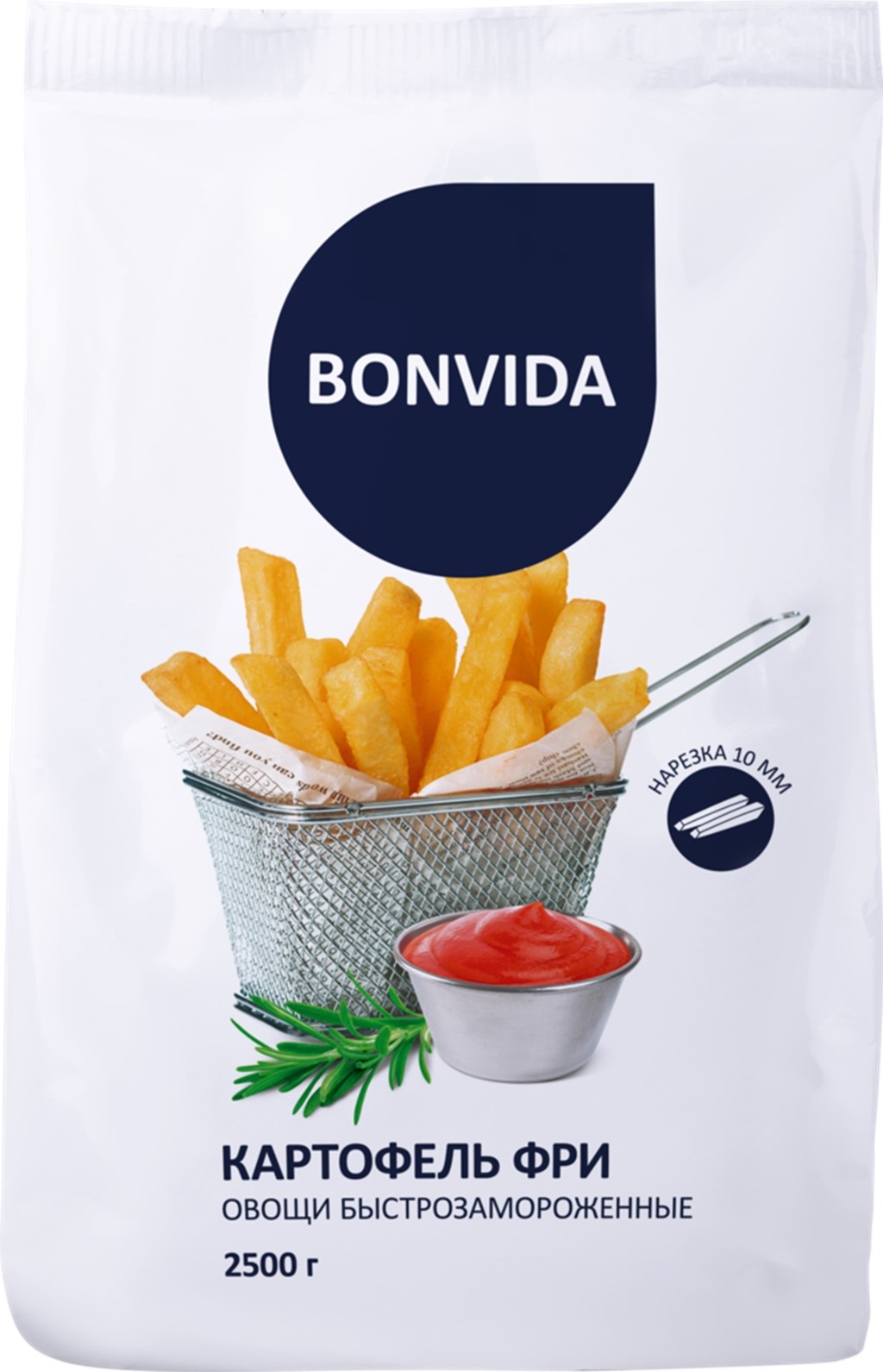 

Картофель фри Bonvida 10 х 10 мм замороженный 2500 г