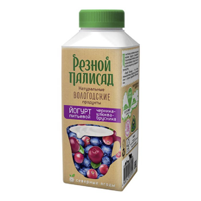 

Питьевой йогурт Резной палисад с черникой-клюквой-брусникой 2,5% бзмж 330 г