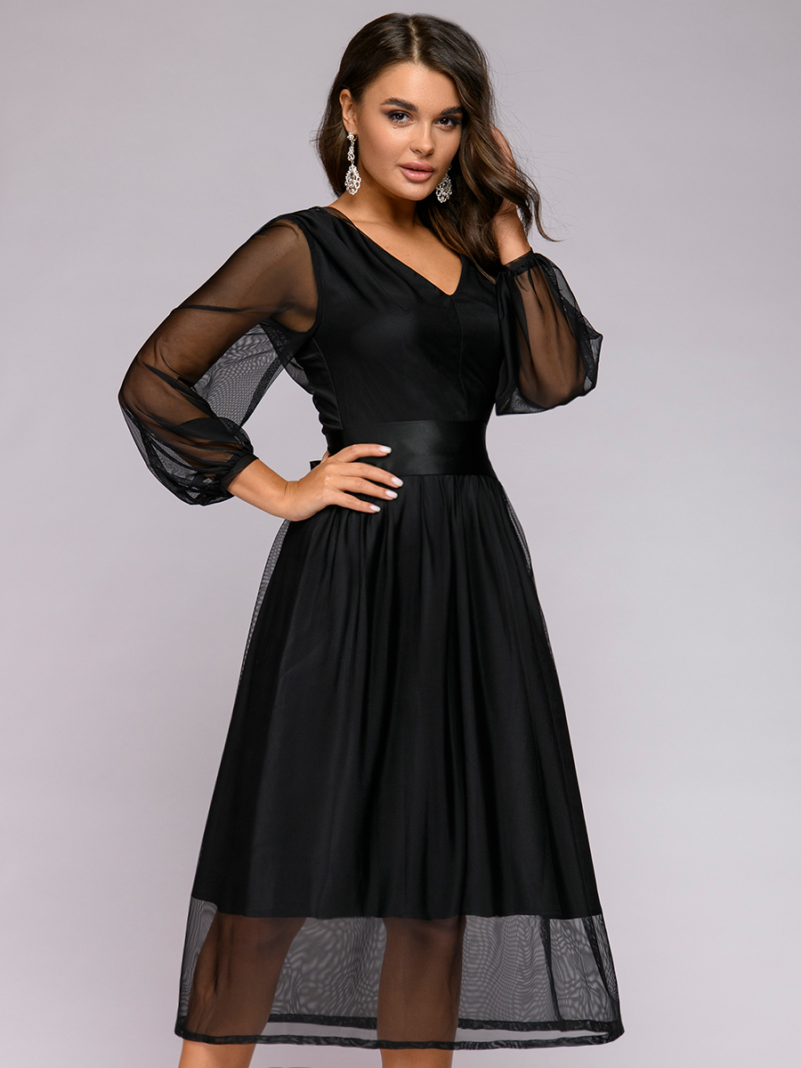 

Платье женское 1001dress 0122001-02060BK черное 44, 0122001-02060