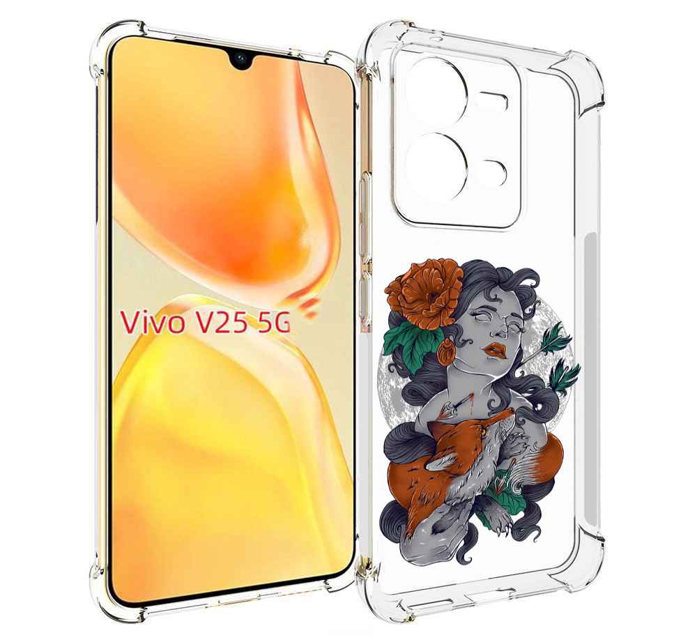 

Чехол MyPads темная девушка с лисой для Vivo V25 5G / V25e, Прозрачный, Tocco