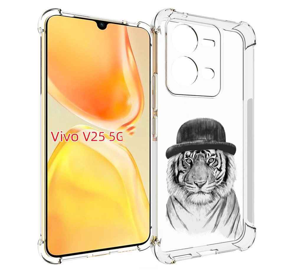 

Чехол MyPads тигр британец для Vivo V25 5G / V25e, Прозрачный, Tocco