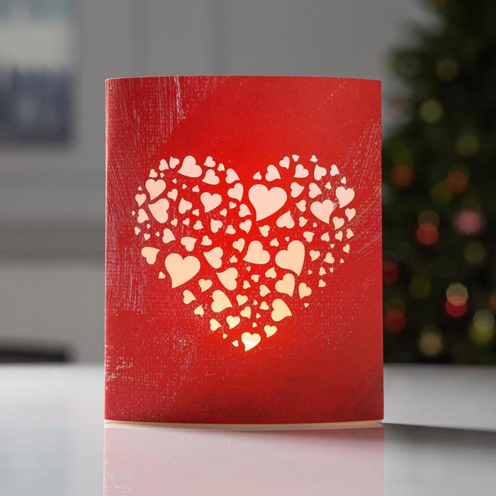 

Световая фигура Luazon Lighting Сердце красное 6886174 белый теплый, Сердце красное
