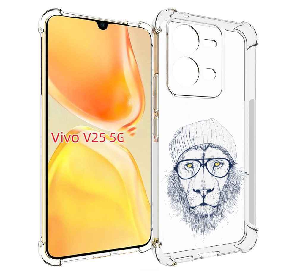

Чехол MyPads хиппи лев для Vivo V25 5G / V25e, Прозрачный, Tocco