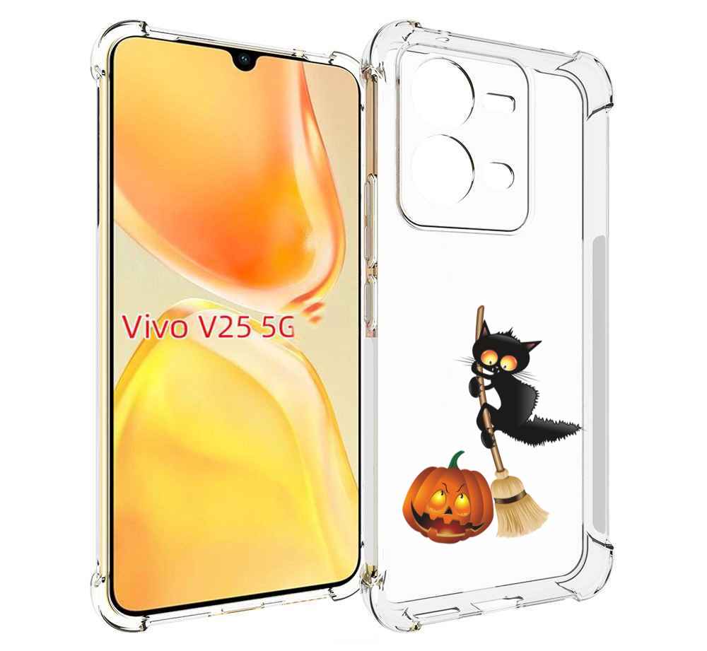 

Чехол MyPads хэлуинский котик для Vivo V25 5G / V25e, Прозрачный, Tocco