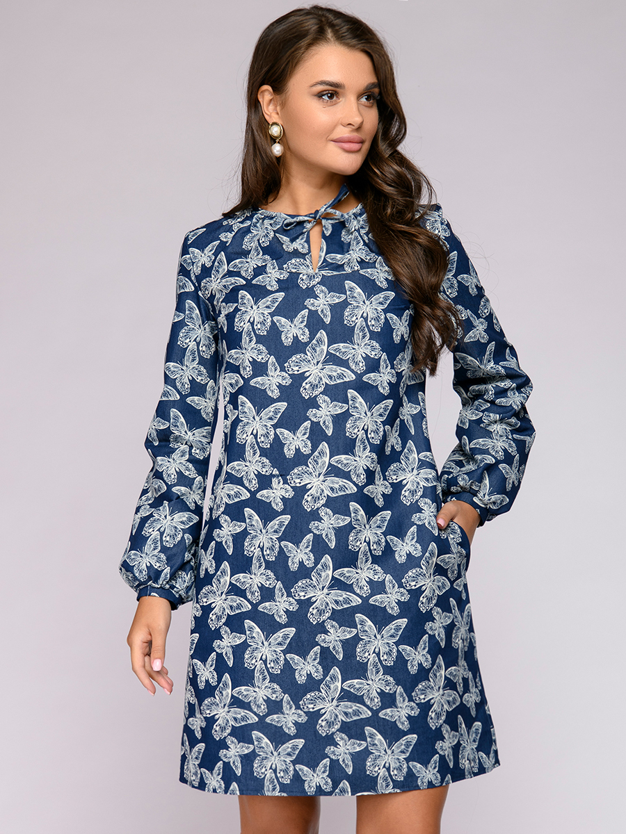 

Платье женское 1001dress 0122001-02086 синее 44, 0122001-02086