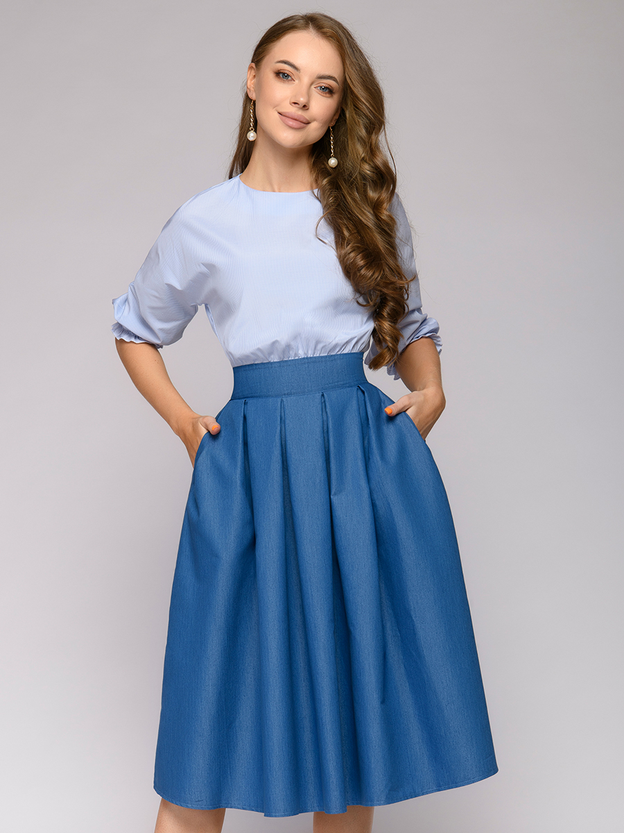 

Платье женское 1001dress 0122001-02195BP голубое 44, 0122001-02195