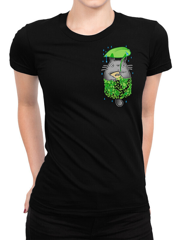 

Футболка женская Dream Shirts Мой сосед Тоторо в кармашке Женская 10009531 черная M, Мой сосед Тоторо в кармашке Женская 10009531