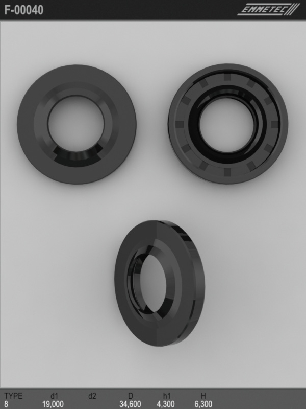 

Сальник рулевой рейки EMMETEC 19x34.6x4.3/6.3 (8) F-00040, F-00040, F00040