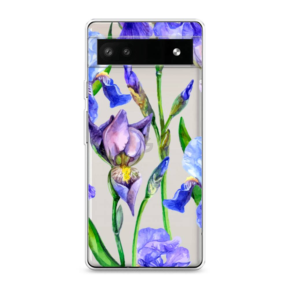 фото Силиконовый чехол "синие ирисы" на google pixel 6a awog