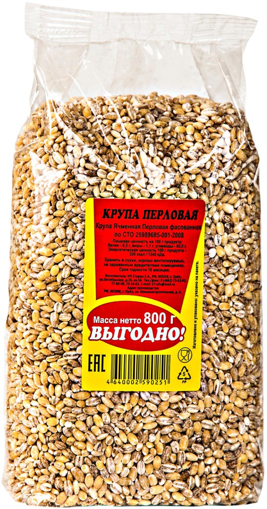 

Крупа перловая Выгодно 1 сорт 800 г