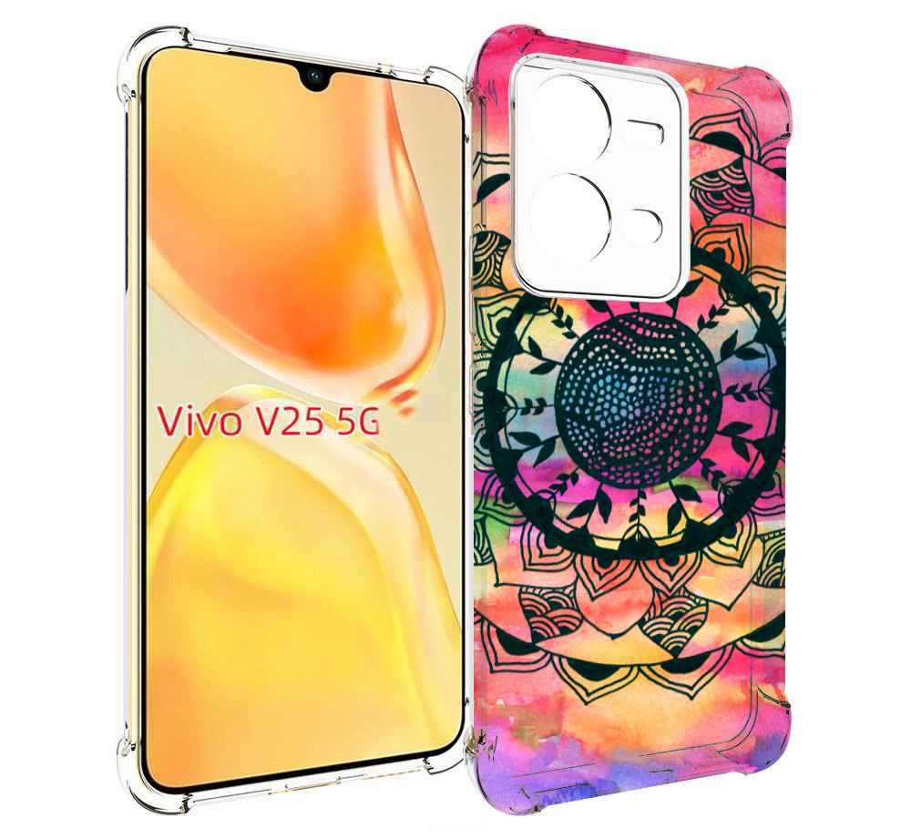 

Чехол MyPads яркая абстракция круглый цветок для Vivo V25 5G / V25e, Прозрачный, Tocco