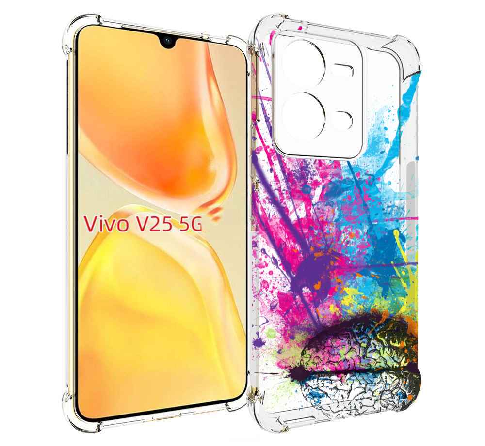 

Чехол MyPads яркий красочный мозг для Vivo V25 5G / V25e, Прозрачный, Tocco