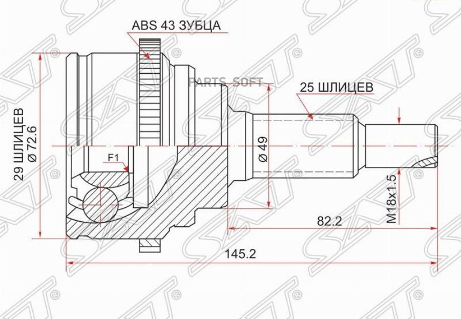 

SAT Шрус наружный SUZUKI SWIFT III M13A/M15A ZC/ZD11S/04-