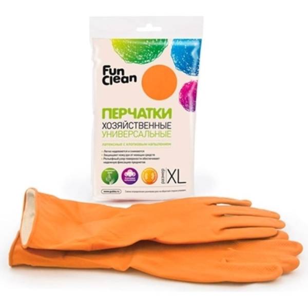 фото Хозяйственные универсальные перчатки fun clean оранжевые, р. xl 6487