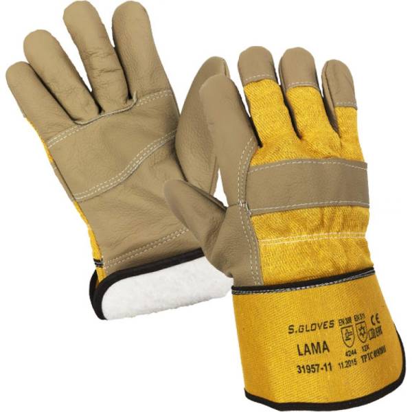 фото Комбинированные перчатки s. gloves искусственный мех lama, 11 размер 31957-11 s.gloves