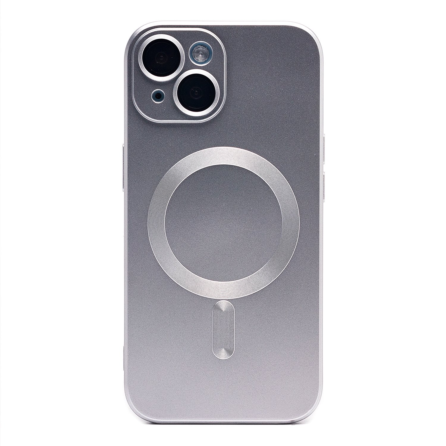 

Чехол для iPhone 15 силиконовый Matte MagSafe серебристый