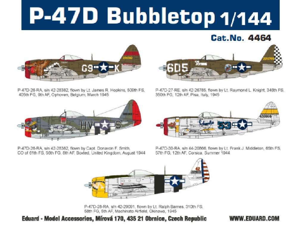 

Сборная модель Eduard 1/44 Самолёт P-47D Bubbletop 4464