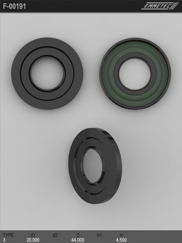 

Сальник рулевой рейки EMMETEC 20x44x4.5 (3) F-00191, F-00191, F00191