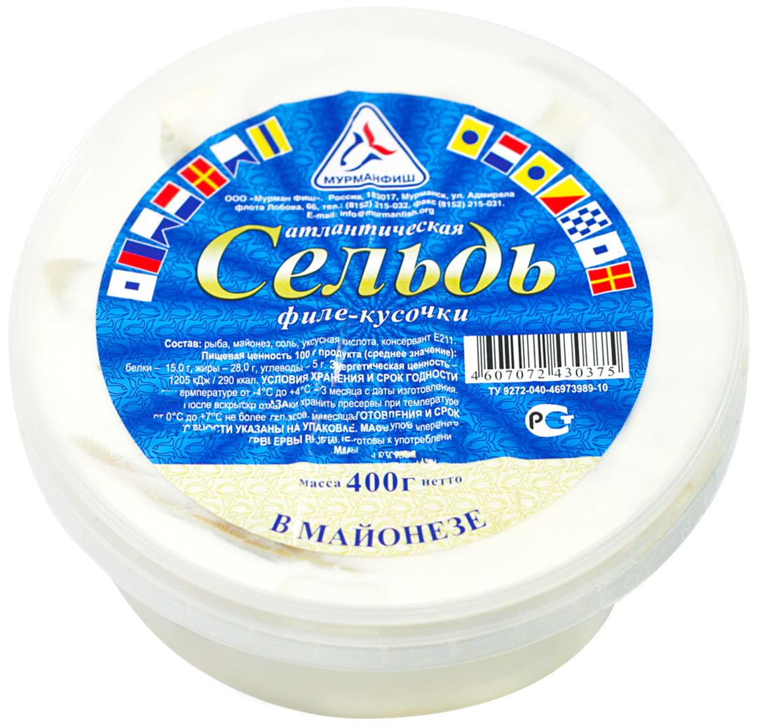 

Сельдь Мурман Фиш Матье филе кусочки в майонезе 400 г