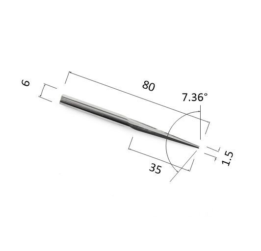 Фреза прямая двухзаходная конусная (плоский кончик) DJTOL N2ZXJ6351580 для станка ЧПУ