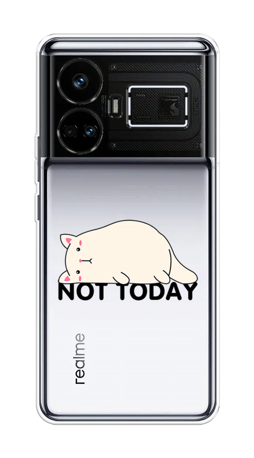 

Чехол на Realme GT5 "Cat not today", Белый;розовый;черный, 2515050-1