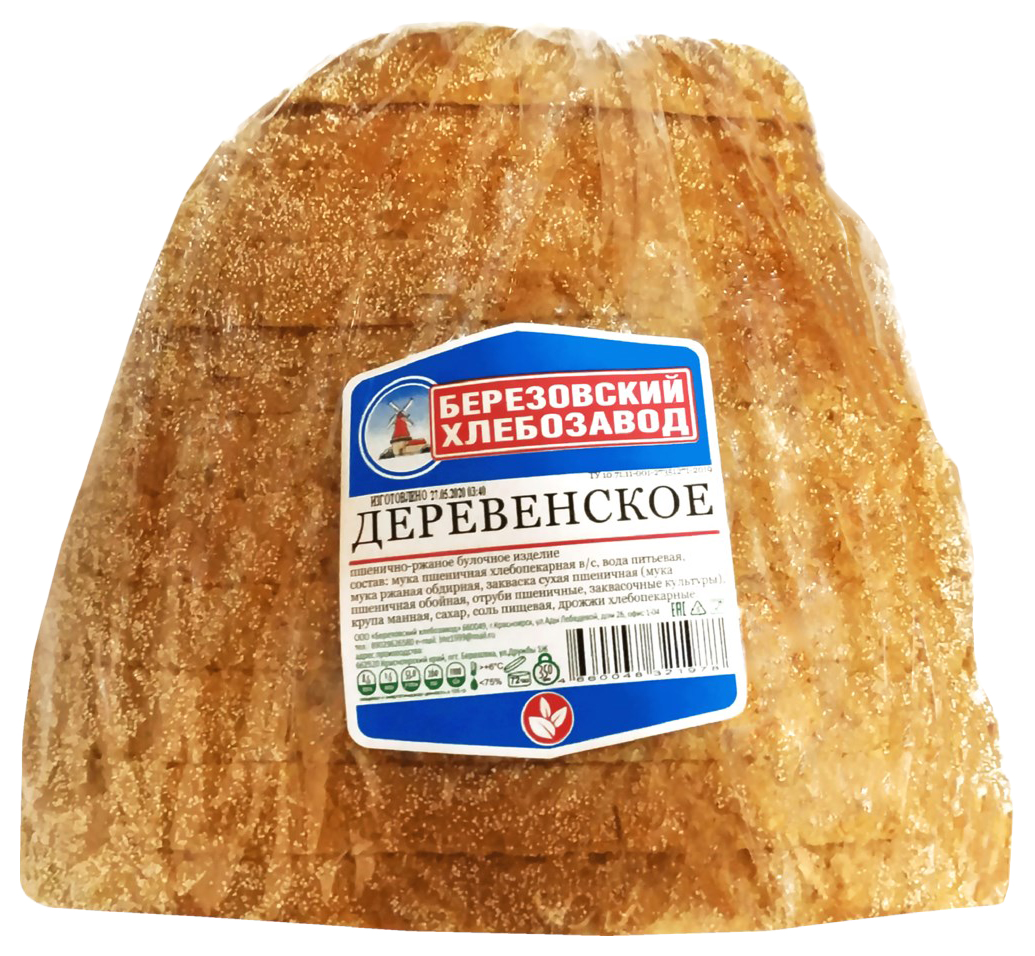 

Хлеб серый Березовский хлебозавод Пшенично-ржаное деревенское 350 г, Пшенично-ржаное деревенское