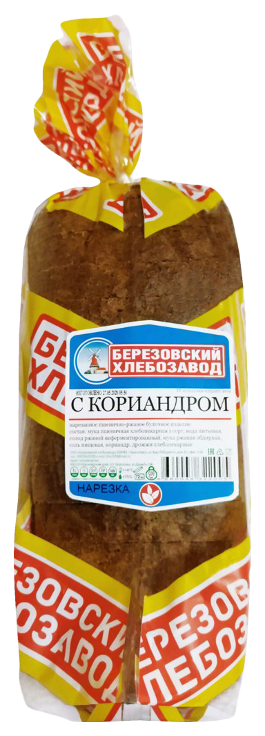 

Хлеб серый Березовский хлебозавод Пшенично-ржаное кориандр 500 г, Пшенично-ржаное