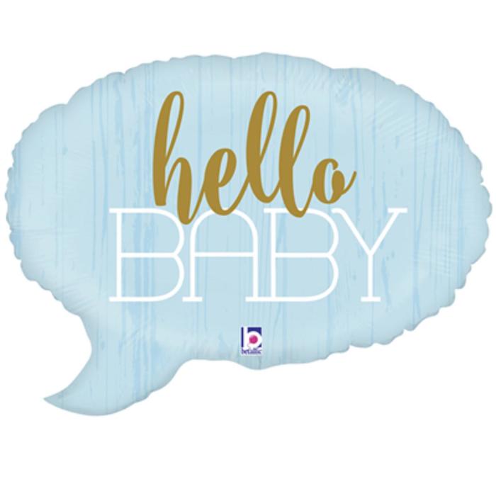 

Шар фольгированный 24" Hello baby, спич бабл, фигура, цвет голубой