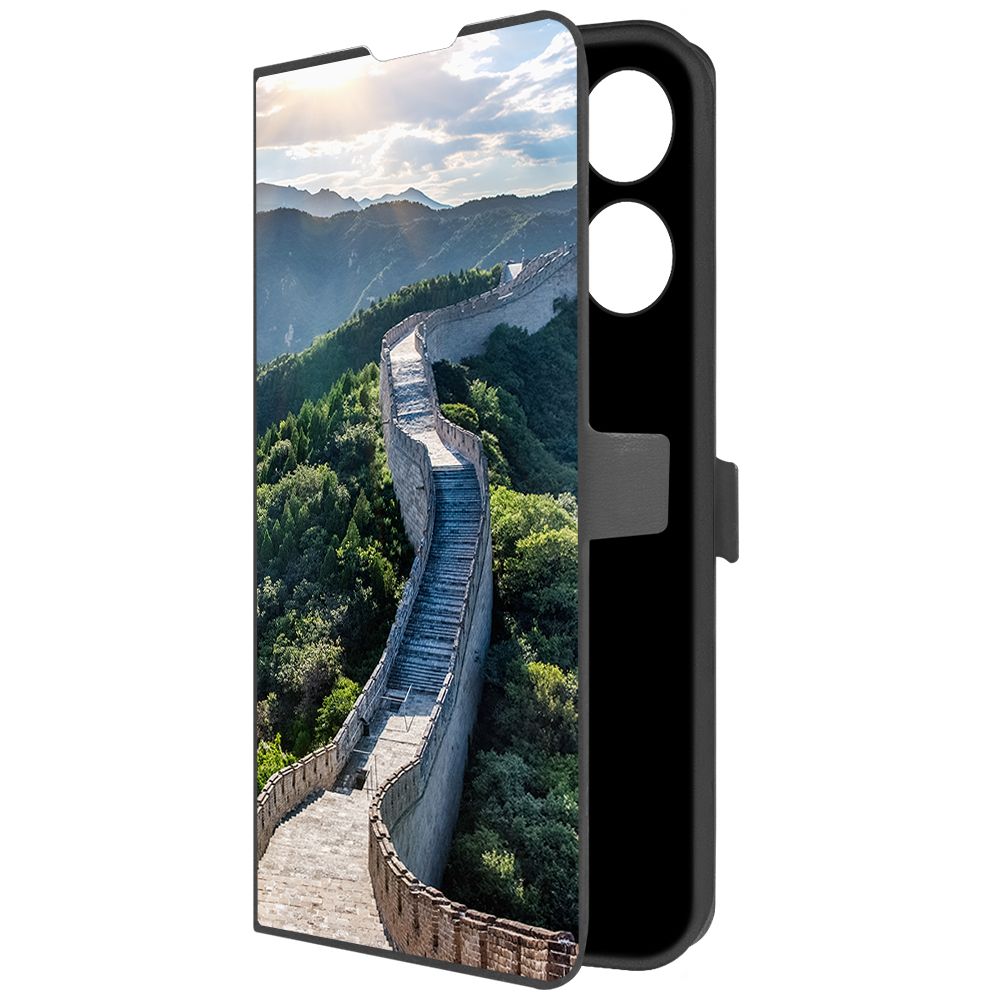 

Чехол-книжка Krutoff Eco Book для TECNO Spark 10 Pro Китай, Великая Стена (черный)