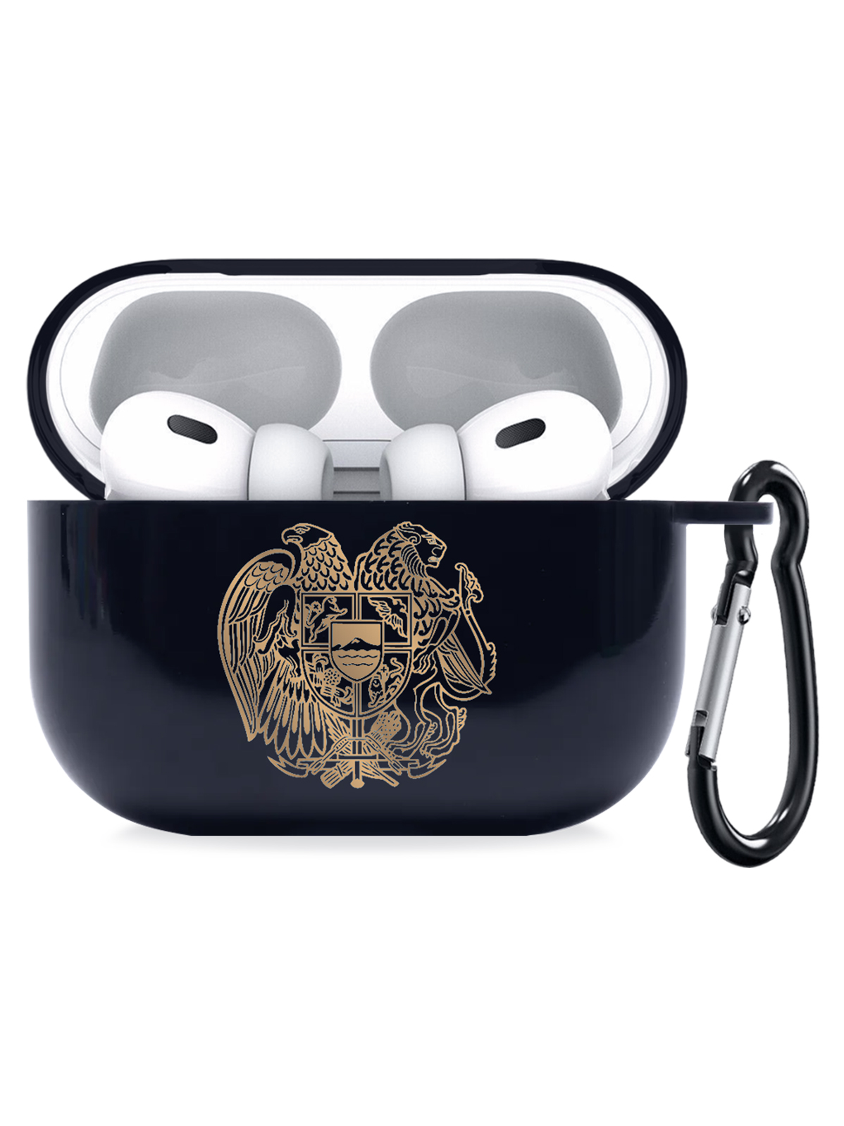 

Чехол SignumCase для Apple AirPods Pro 2 Герб Армении темно-синий, Золотистый;синий, Герб Армении