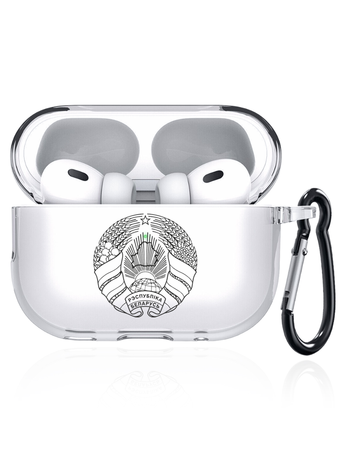 

Чехол SignumCase для Apple AirPods Pro 2 Герб Белоруссии прозрачный, Черный;прозрачный, Герб Белоруссии