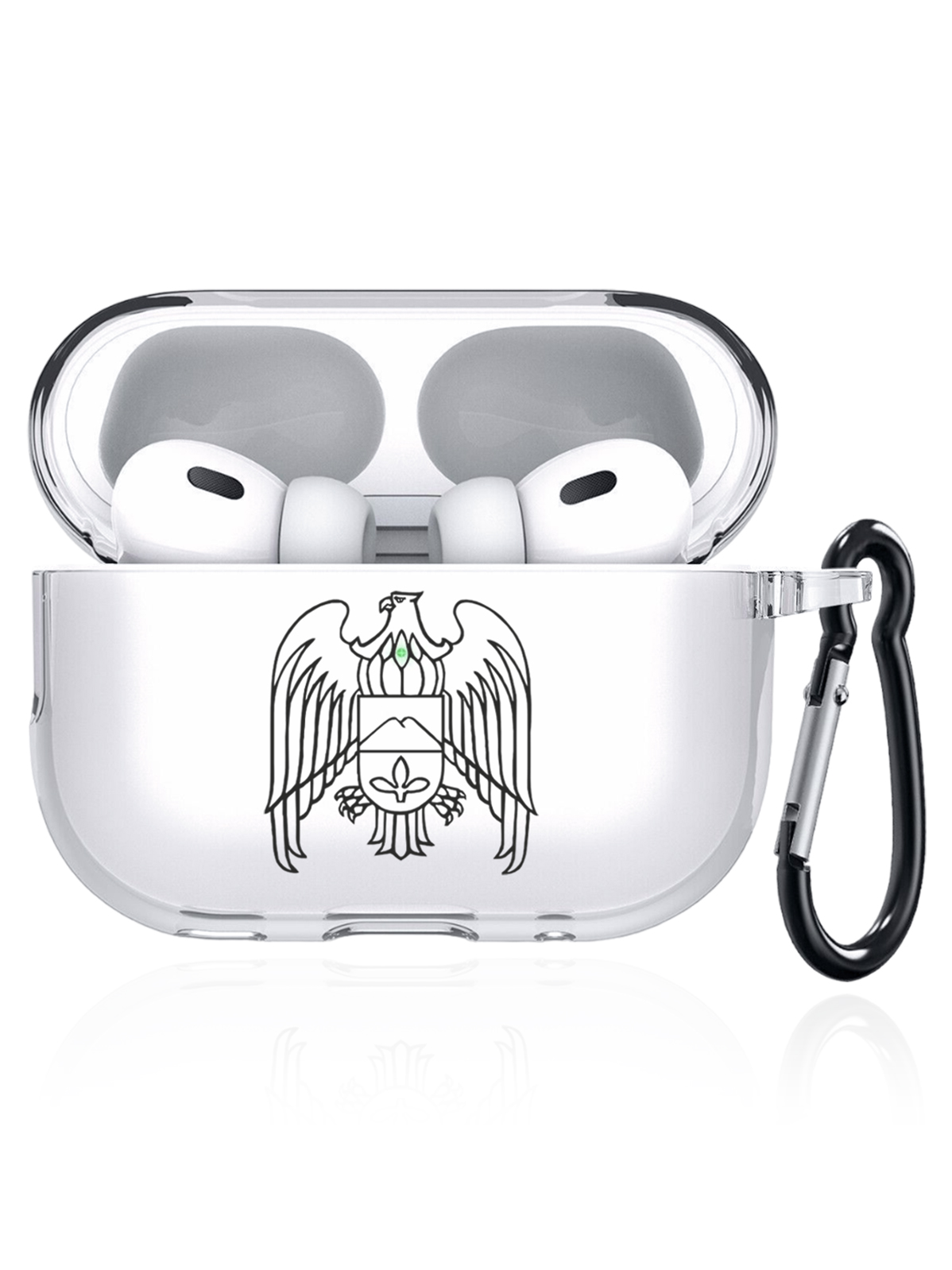 

Чехол SignumCase для Apple AirPods Pro 2 Герб Кабардино-Балкарии прозрачный, Черный;прозрачный, Герб Кабардино