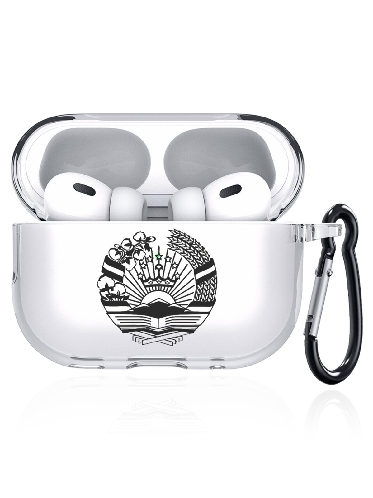 

Чехол SignumCase для Apple AirPods Pro 2 Герб Таджикистана прозрачный, Черный;прозрачный, Герб Таджикистана