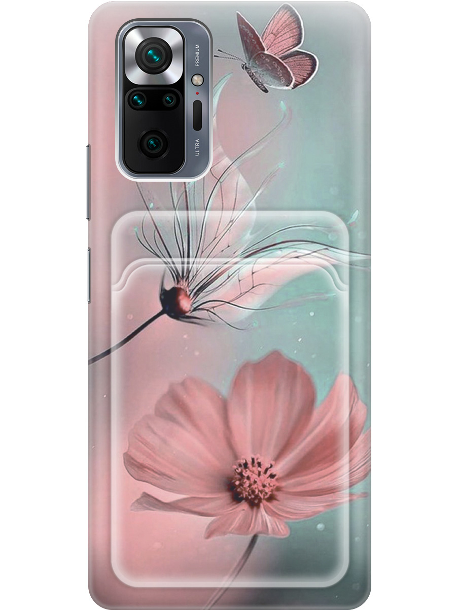 

Силиконовый чехол на Xiaomi Redmi Note 10 Pro с рисунком "Бабочка и цветы", Голубой;розовый;серый, 20012070