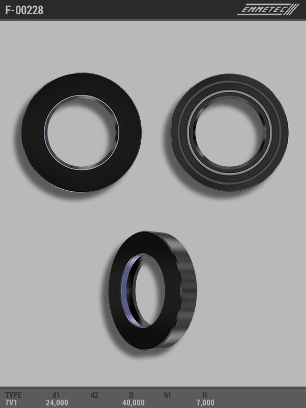 

Сальник рулевой рейки EMMETEC 24x40x7 (7V1) F-00228, F-00228, F00228