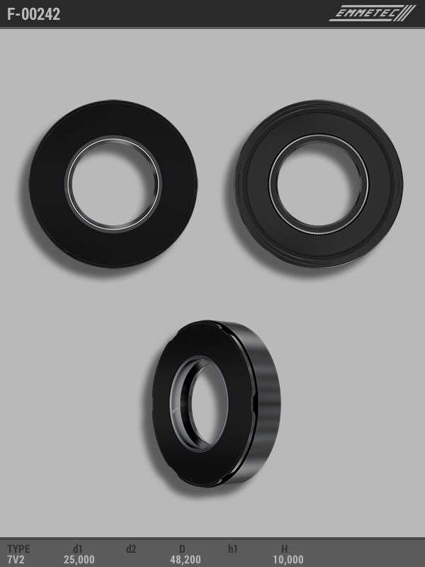 

Сальник рулевой рейки EMMETEC 25x48.2x10 (7V2) F-00242, F-00242, F00242