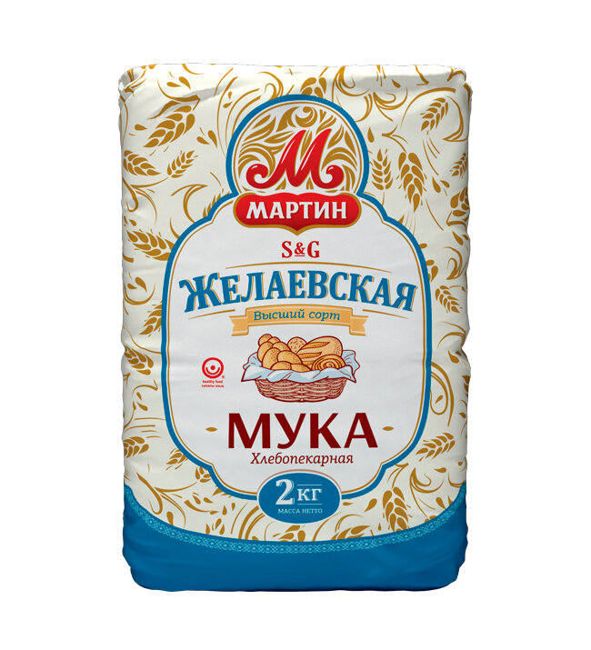 Мука Мартин пшеничная хлебопекарная, высший сорт, 2 кг