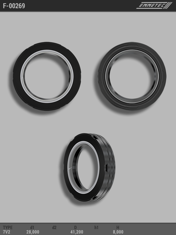

Сальник рулевой рейки EMMETEC 28x41.2x8 (7V2) F-00269, F-00269, F00269