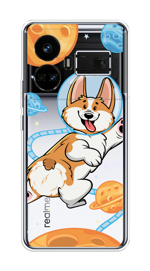 

Чехол на Realme GT5 "Корги-космонавт", Голубой;бежевый;белый, 2515050-1