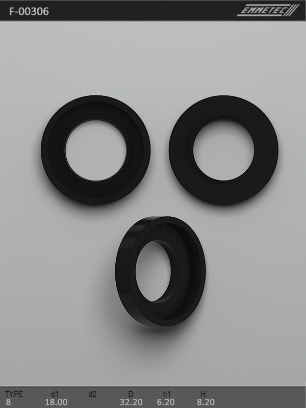 

Сальник рулевой рейки EMMETEC 18x32.2x6.2/8.2 (8) F-00306, F-00306, F00306