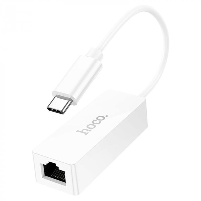 Переходник HOCO UA22 Type-C ethernet adapter RJ-45 (100 Mbps), белый