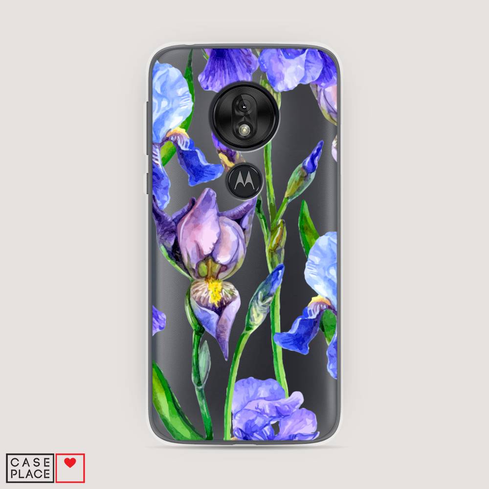 фото Силиконовый чехол "синие ирисы" на motorola moto g7 play awog