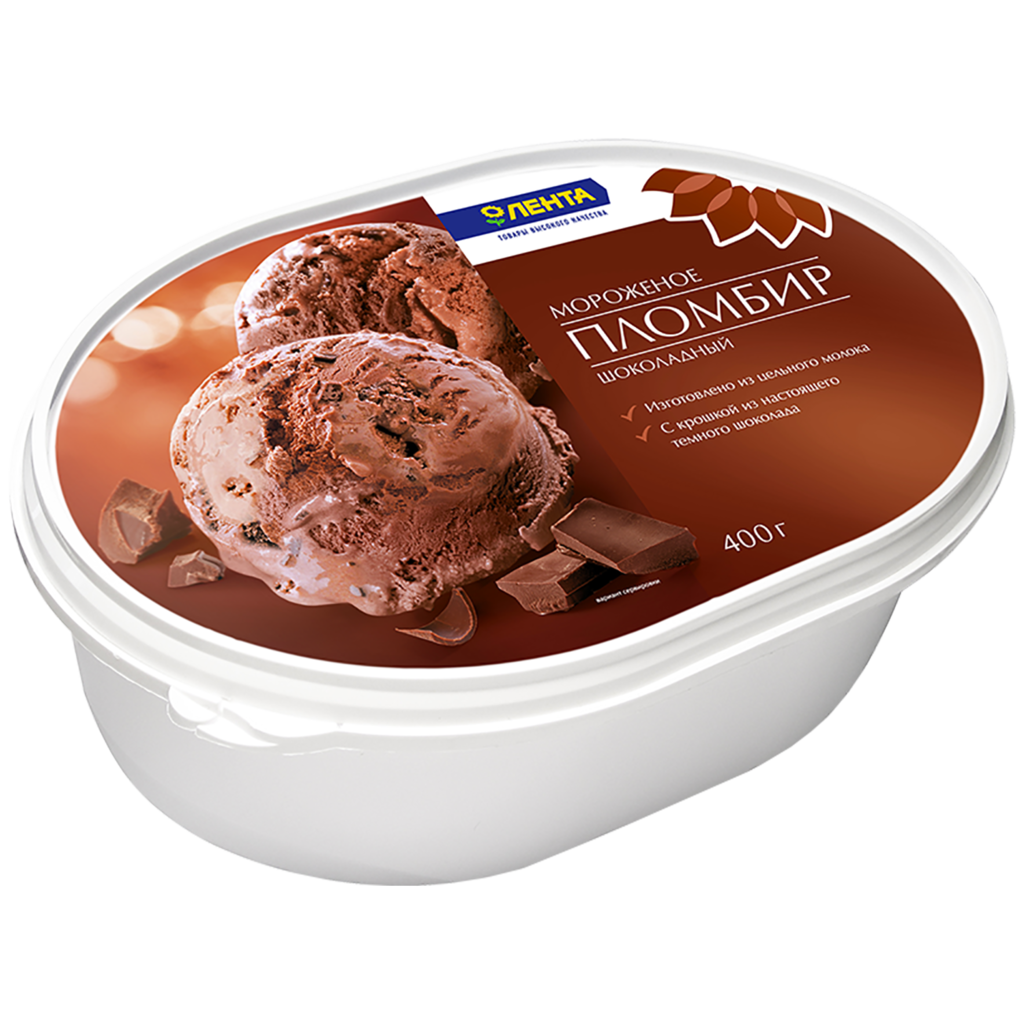 Мороженое пломбир Лента шоколадное с шоколадной крошкой 400 г