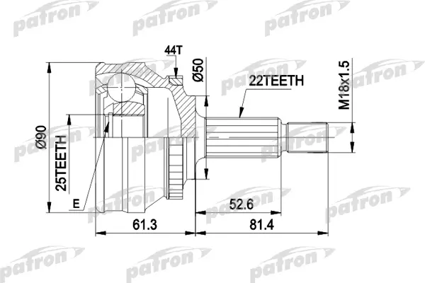 

ШРУС наружн к-кт 22x50x25 ABS:44T VOLVO: 440 K 88 - 96, 460 L 88 - 96, 480 E 86 - 96